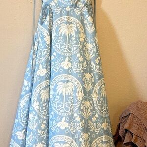 Blue and White Patterned Maxi Dress